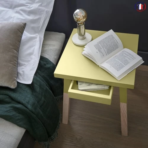 MON PETIT MEUBLE FRANCAIS 2 Chevets Laqués Avec Tiroir En Frêne, Plateau 40 Cm 4 MON PETIT MEUBLE FRANCAIS 2 Chevets Laqués Avec Tiroir En Frêne, Plateau 40 Cm – Image 2