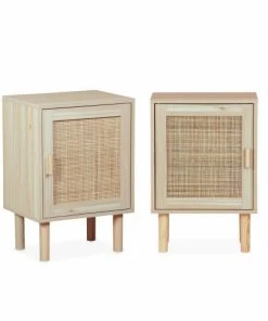 Alice's Garden 2 Tables De Chevet En Cannage, 40x30x58cm