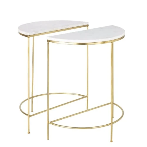 Maisons Du Monde 2 Tables De Chevet En Métal Doré Et Marbre Blanc 4 Maisons Du Monde 2 Tables De Chevet En Métal Doré Et Marbre Blanc – Image 2