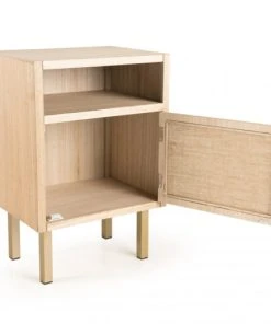 MACABANE Chevet 1 Niche 1 Porte Toile De Jute Pieds Métal Doré -Boutique Maisons du Monde chevet 1 niche 1 porte toile de jute pieds metal dore 2