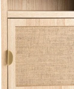MACABANE Chevet 1 Niche 1 Porte Toile De Jute Pieds Métal Doré -Boutique Maisons du Monde chevet 1 niche 1 porte toile de jute pieds metal dore 5