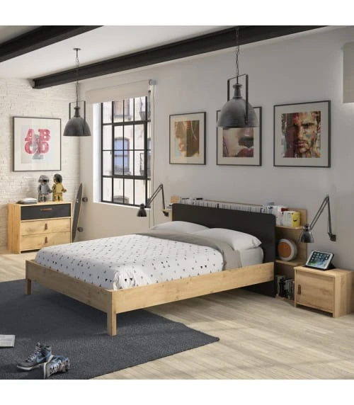 CALICOSY Chevet 1 Porte Effet Chêne H36cm 4 CALICOSY Chevet 1 Porte Effet Chêne H36cm – Image 2