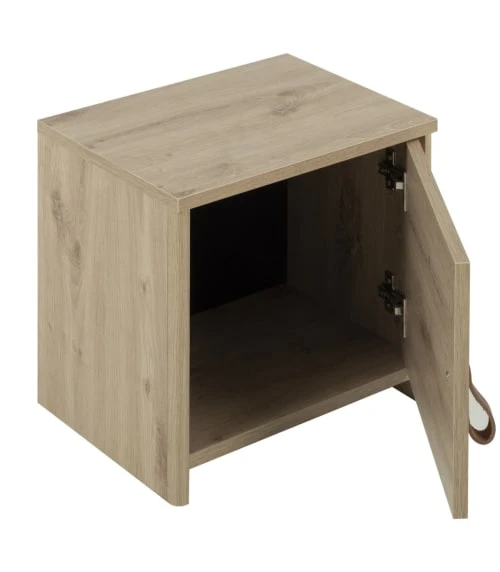 CALICOSY Chevet 1 Porte Effet Chêne H36cm 5 CALICOSY Chevet 1 Porte Effet Chêne H36cm – Image 3