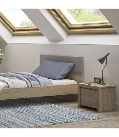 CALICOSY Chevet 1 Porte Effet Chêne H40cm 4 CALICOSY Chevet 1 Porte Effet Chêne H40cm – Image 2