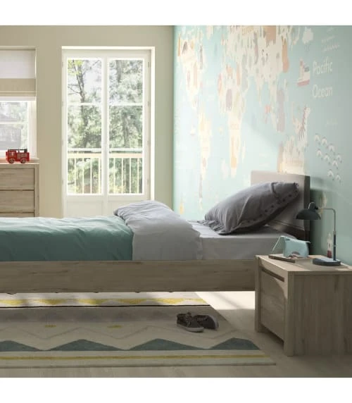 CALICOSY Chevet 1 Porte Effet Chêne H40cm 6 CALICOSY Chevet 1 Porte Effet Chêne H40cm – Image 4