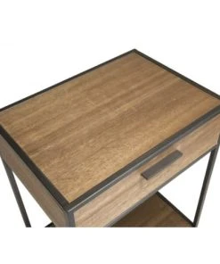 MACABANE Chevet 1 Tiroir 1 étagère Bois Sapin Et Métal -Boutique Maisons du Monde chevet 1 tiroir 1 etagere bois sapin et metal 2
