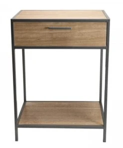 MACABANE Chevet 1 Tiroir 1 étagère Bois Sapin Et Métal