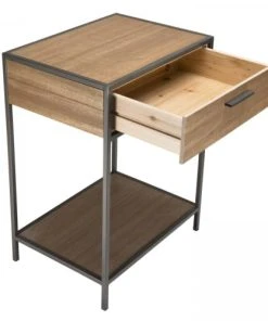 MACABANE Chevet 1 Tiroir 1 étagère Bois Sapin Et Métal -Boutique Maisons du Monde chevet 1 tiroir 1 etagere bois sapin et metal 4