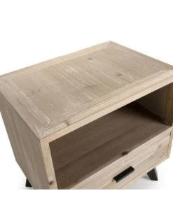 MACABANE Chevet 1 Tiroir 1 Niche Beige Pieds En Sapin Noir -Boutique Maisons du Monde chevet 1 tiroir 1 niche beige pieds en sapin noir 5