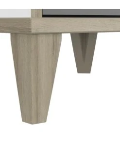 CALICOSY Chevet 1 Tiroir 1 Niche L36,8 Cm - Blanc Et Gris -Boutique Maisons du Monde chevet 1 tiroir 1 niche l36 8 cm blanc et gris 5