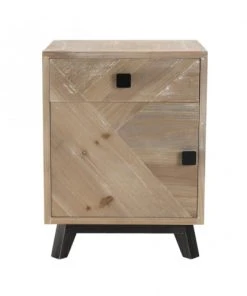 MACABANE Chevet 1 Tiroir 1 Porte Beige Pieds En Sapin Noir -Boutique Maisons du Monde chevet 1 tiroir 1 porte beige pieds en sapin noir 4