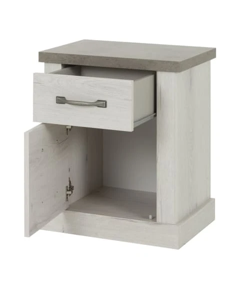 CALICOSY Chevet 1 Tiroir 1 Porte H61cm - Décor Chêne Blanchi 5 CALICOSY Chevet 1 Tiroir 1 Porte H61cm - Décor Chêne Blanchi – Image 3