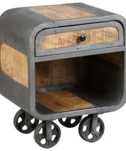 Altobuy Chevet 1 Tiroir Acier Et Bois Massif