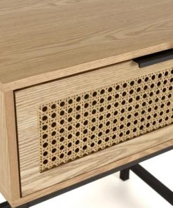 MACABANE Chevet 1 Tiroir Cannage Naturel Pieds Métal Noir -Boutique Maisons du Monde chevet 1 tiroir cannage naturel pieds metal noir 2