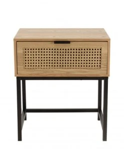 MACABANE Chevet 1 Tiroir Cannage Naturel Pieds Métal Noir -Boutique Maisons du Monde chevet 1 tiroir cannage naturel pieds metal noir 3