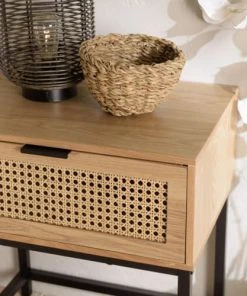 MACABANE Chevet 1 Tiroir Cannage Naturel Pieds Métal Noir -Boutique Maisons du Monde chevet 1 tiroir cannage naturel pieds metal noir 4