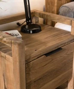 MACABANE Chevet 1 Tiroir En Pin Recyclé -Boutique Maisons du Monde chevet 1 tiroir en pin recycle 2