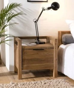 MACABANE Chevet 1 Tiroir En Pin Recyclé -Boutique Maisons du Monde chevet 1 tiroir en pin recycle 3