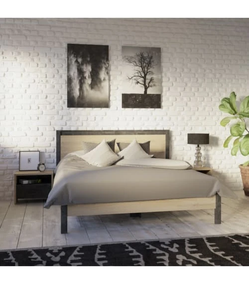 CALICOSY Chevet 1 Tiroir Et 1 Niche L49.6 Cm - Décor Chêne Et Noir 4 CALICOSY Chevet 1 Tiroir Et 1 Niche L49.6 Cm - Décor Chêne Et Noir – Image 2