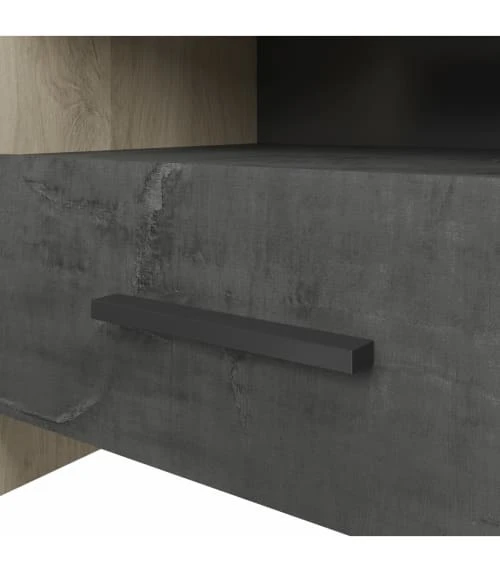 CALICOSY Chevet 1 Tiroir Et 1 Niche L49.6 Cm - Décor Chêne Et Noir 7 CALICOSY Chevet 1 Tiroir Et 1 Niche L49.6 Cm - Décor Chêne Et Noir – Image 5