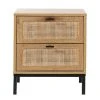 Casame Chevet 2 Tiroirs Aspect Chêne Avec Cannage Rotin - H51cm -Boutique Maisons du Monde chevet 2 tiroirs aspect chene avec cannage rotin h51cm