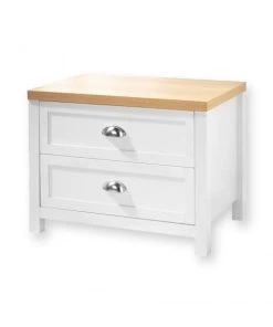 Casame Chevet 2 Tiroirs Blanc Et Décor Chêne L60 Cm -Boutique Maisons du Monde chevet 2 tiroirs blanc et decor chene l60 cm 2