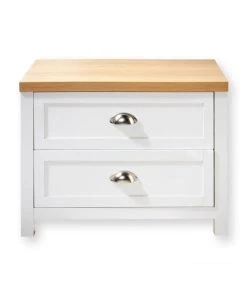 Casame Chevet 2 Tiroirs Blanc Et Décor Chêne L60 Cm