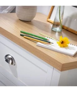 Casame Chevet 2 Tiroirs Blanc Et Décor Chêne L60 Cm -Boutique Maisons du Monde chevet 2 tiroirs blanc et decor chene l60 cm 5