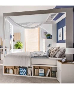 CALICOSY Chevet 2 Tiroirs Blanc Et Plateau Décor Chêne 10 CALICOSY Chevet 2 Tiroirs Blanc Et Plateau Décor Chêne -Boutique Maisons du Monde chevet 2 tiroirs blanc et plateau decor chene 3