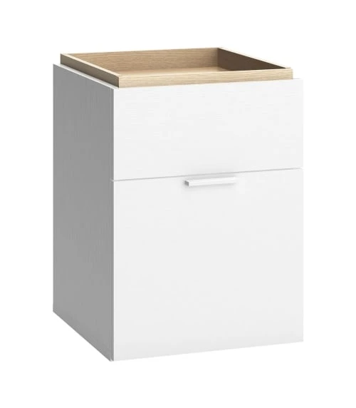 CALICOSY Chevet 2 Tiroirs Blanc Et Plateau Décor Chêne 3 CALICOSY Chevet 2 Tiroirs Blanc Et Plateau Décor Chêne