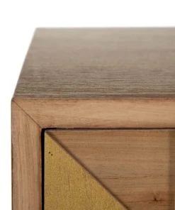 Altobuy Chevet 2 Tiroirs Bois Naturel Et Teinté Or -Boutique Maisons du Monde chevet 2 tiroirs bois naturel et teinte or 2