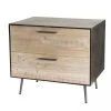 MACABANE Chevet 2 Tiroirs Bois Sapin Et Pieds Métal
