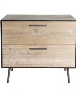 MACABANE Chevet 2 Tiroirs Bois Sapin Et Pieds Métal -Boutique Maisons du Monde chevet 2 tiroirs bois sapin et pieds metal 2