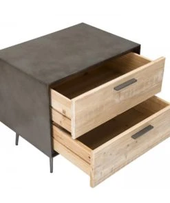 MACABANE Chevet 2 Tiroirs Bois Sapin Et Pieds Métal -Boutique Maisons du Monde chevet 2 tiroirs bois sapin et pieds metal 4