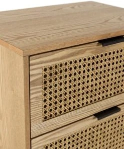 MACABANE Chevet 2 Tiroirs Cannage Naturel Pieds Métal Noir -Boutique Maisons du Monde chevet 2 tiroirs cannage naturel pieds metal noir 2