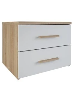 CALICOSY Chevet 2 Tiroirs Décor Bois Et Blanc L50 Cm -Boutique Maisons du Monde chevet 2 tiroirs decor bois et blanc l50 cm 2