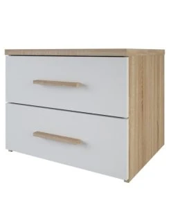 CALICOSY Chevet 2 Tiroirs Décor Bois Et Blanc L50 Cm -Boutique Maisons du Monde chevet 2 tiroirs decor bois et blanc l50 cm 3