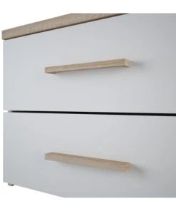 CALICOSY Chevet 2 Tiroirs Décor Bois Et Blanc L50 Cm -Boutique Maisons du Monde chevet 2 tiroirs decor bois et blanc l50 cm 5