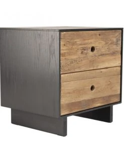 MACABANE Chevet 2 Tiroirs En Pin Recyclé Naturel Et Noir -Boutique Maisons du Monde chevet 2 tiroirs en pin recycle naturel et noir 4