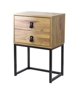 Casame Chevet 2 Tiroirs Pieds Métal Effet Chêne -Boutique Maisons du Monde chevet 2 tiroirs pieds metal effet chene 2