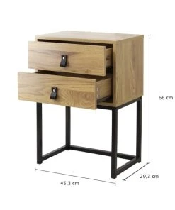 Casame Chevet 2 Tiroirs Pieds Métal Effet Chêne -Boutique Maisons du Monde chevet 2 tiroirs pieds metal effet chene 5