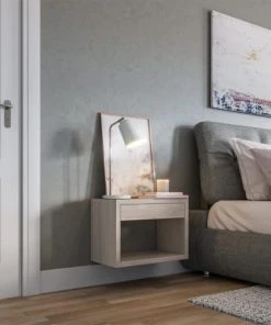 WOODEK Chevet Avec Tiroir En Grand Hêtre Blanc