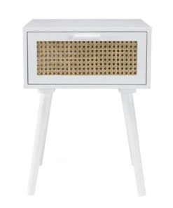 MACABANE Chevet Blanc 1 Tiroir Cannage Naturel -Boutique Maisons du Monde chevet blanc 1 tiroir cannage naturel 4