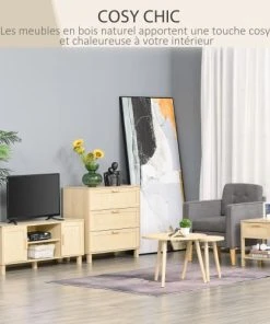HOMCOM Chevet Cannage Rotin Panneau De Fibres Moyenne Densité Bois Clair -Boutique Maisons du Monde chevet cannage rotin panneau de fibres moyenne densite bois clair 3