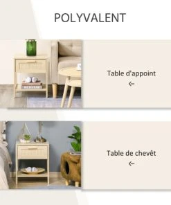HOMCOM Chevet Cannage Rotin Panneau De Fibres Moyenne Densité Bois Clair -Boutique Maisons du Monde chevet cannage rotin panneau de fibres moyenne densite bois clair 5