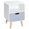 HOMCOM Chevet Design Scandinave Blanc Bleu Gris -Boutique Maisons du Monde chevet design scandinave blanc bleu gris