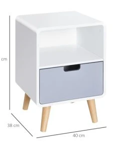 HOMCOM Chevet Design Scandinave Blanc Bleu Gris -Boutique Maisons du Monde chevet design scandinave blanc bleu gris 2