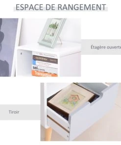 HOMCOM Chevet Design Scandinave Blanc Bleu Gris -Boutique Maisons du Monde chevet design scandinave blanc bleu gris 5