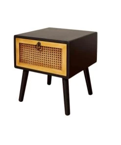 Terre De Nuit Chevet En Bois Avec Cannage 1 Tiroir