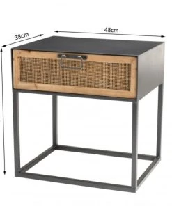 MACABANE Chevet En Métal Noir 1 Tiroir Cannage Couleur Naturelle -Boutique Maisons du Monde chevet en metal noir 1 tiroir cannage couleur naturelle 5